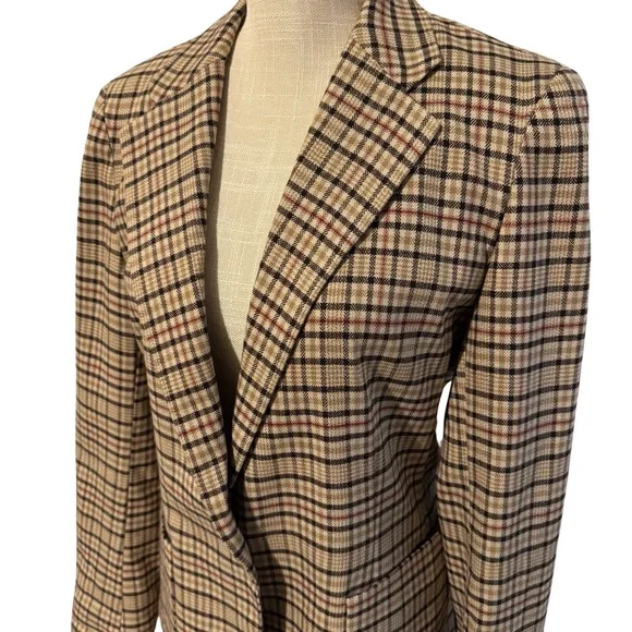 Chaps Tan and Brown Blazer Classic Plaid Design - Picture 2 of 7